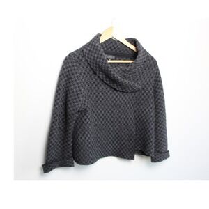 Chiara‎ Mente Italian double-breasted cowl neck wool blend cardigan M